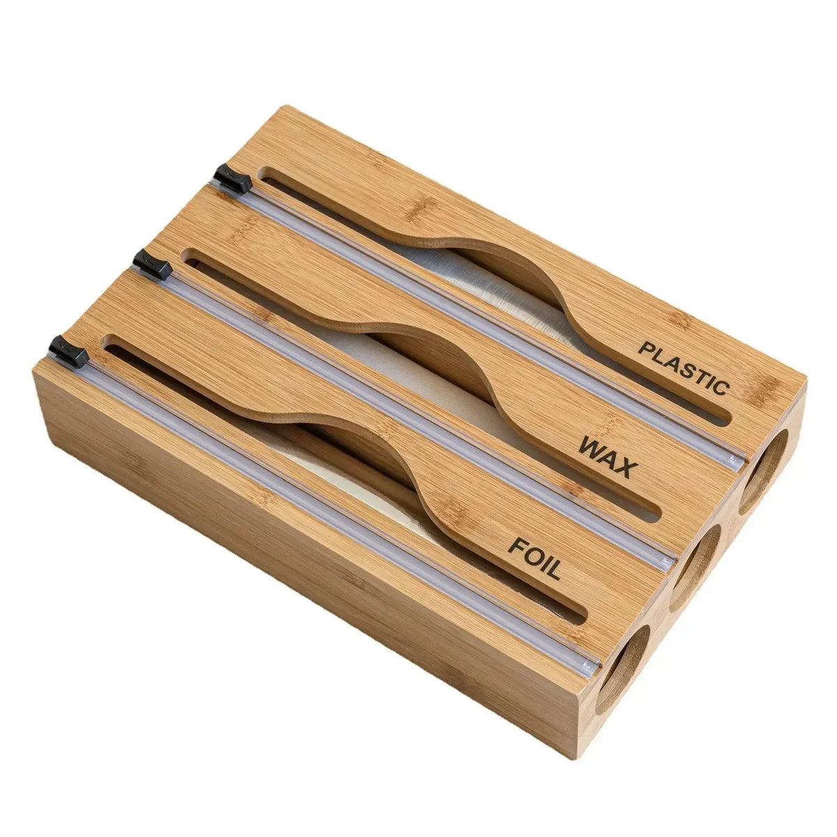 1Pc Cling Film Cutter Minimalist Wall Mounted Wooden Kitchenware Multi Compartment Layer Hidden Scratchers Kitchen Organizer