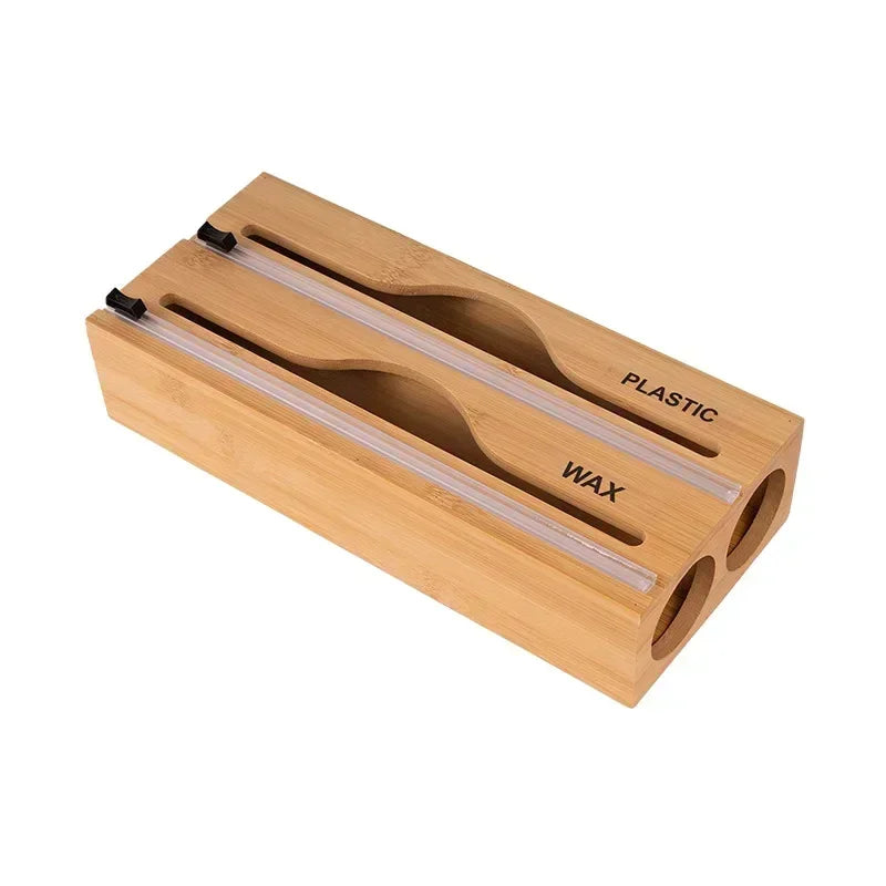 1Pc Cling Film Cutter Minimalist Wall Mounted Wooden Kitchenware Multi Compartment Layer Hidden Scratchers Kitchen Organizer