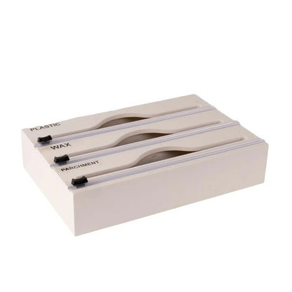 1Pc Cling Film Cutter Minimalist Wall Mounted Wooden Kitchenware Multi Compartment Layer Hidden Scratchers Kitchen Organizer